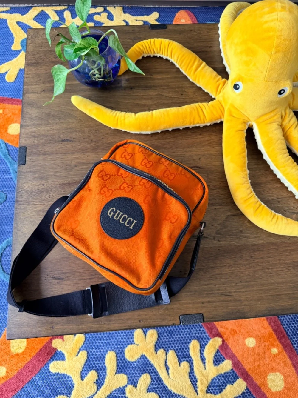 Gucci Orange GG Nylon Off The Grid Messenger Crossbody Bag